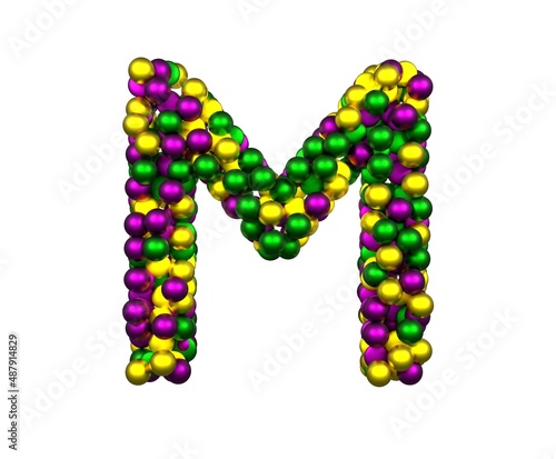 Mardi Gras Bead Themed Font Letter M