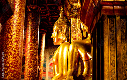 Presiding Buddha image in the Church of Wat Phumin, Nan Province, Thailand photo