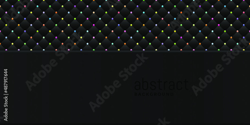 Black geometric background with colorful beads. Vector illustration.
