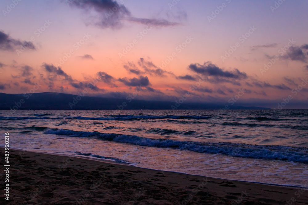 Beautiful sunrise over the Black sea in Bulgaria