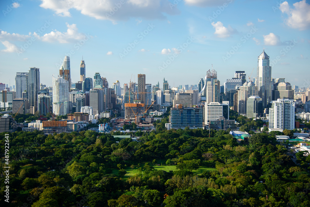 Wonderful cityscape at Lumphini Park, Park is a park in Bangkok, Thailand