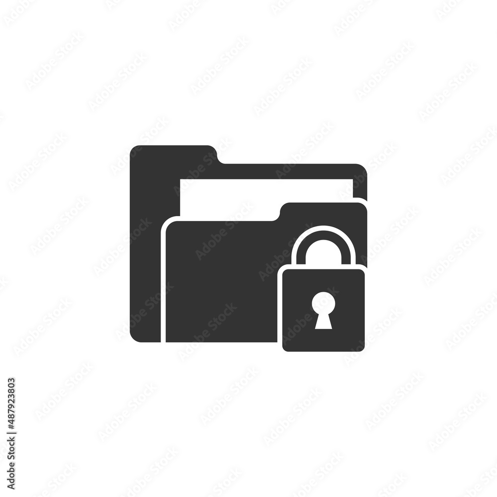 Files folder permission icon in flat style. Document access vector illustration on isolated background. Secret archive sign business concept. Files folder permission icon in flat style. Document access vector illustration on isolated background. Secret archive sign business concept.