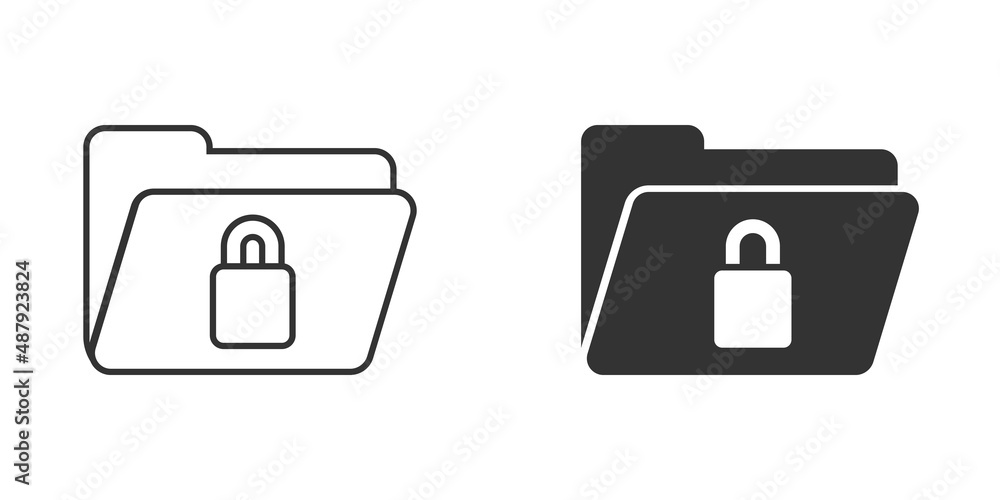 Files folder permission icon in flat style. Document access vector illustration on isolated background. Secret archive sign business concept. Files folder permission icon in flat style. Document access vector illustration on isolated background. Secret archive sign business concept.