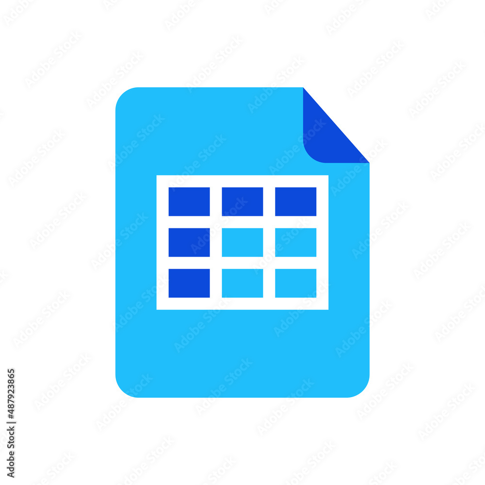 Excel document icon vector graphic illustration in blue Excel document icon vector graphic illustration in blue