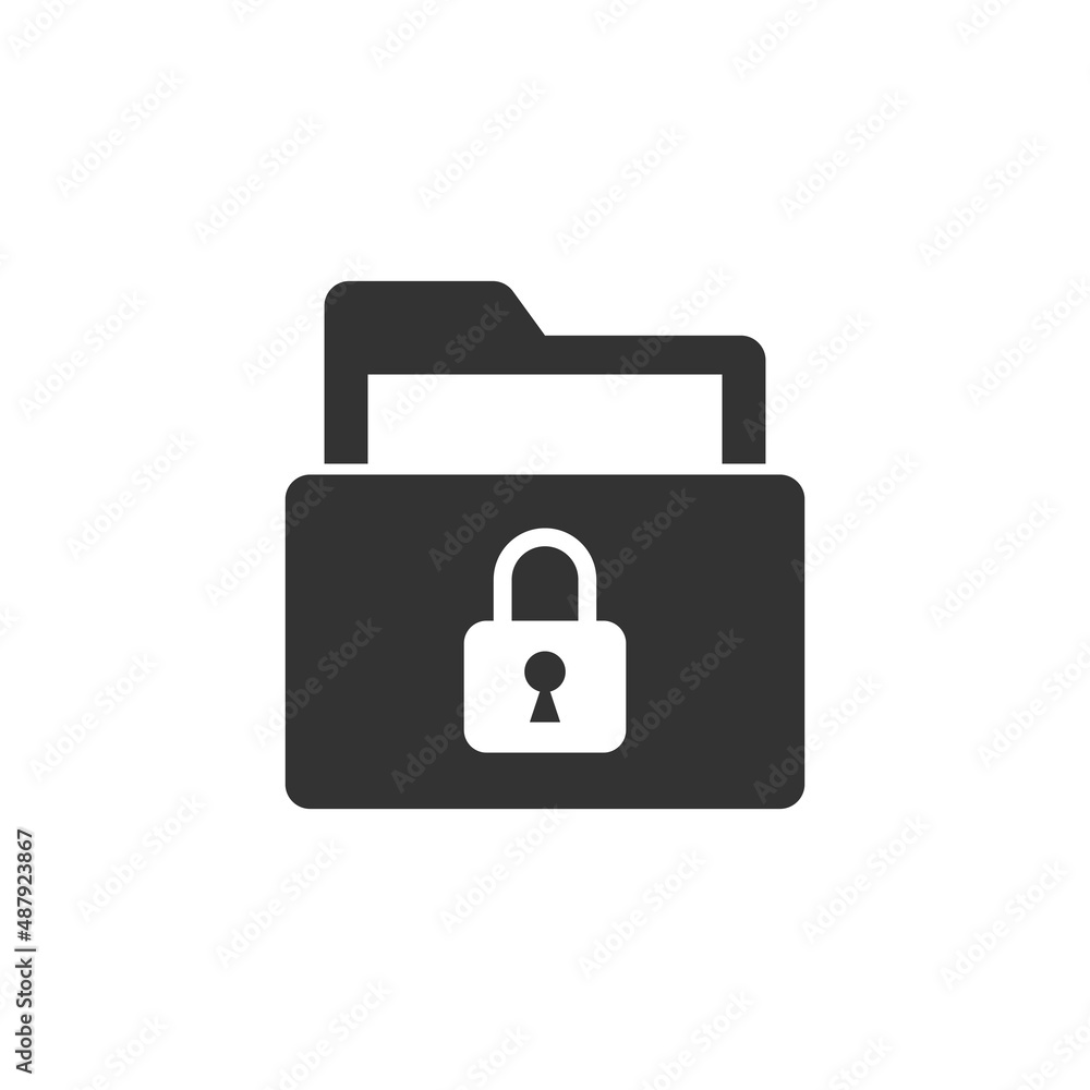Files folder permission icon in flat style. Document access vector illustration on isolated background. Secret archive sign business concept. Files folder permission icon in flat style. Document access vector illustration on isolated background. Secret archive sign business concept.