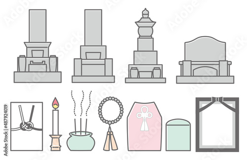 simple illustration set of funeral