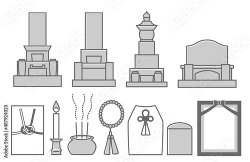 simple illustration set of funeral