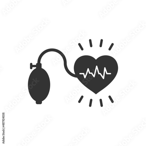 Arterial blood pressure icon in flat style. Heartbeat monitor vector illustration on isolated background. Pulse diagnosis sign business concept.