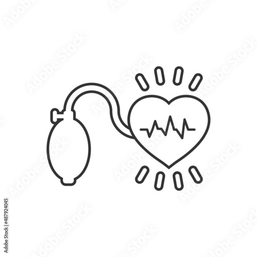 Arterial blood pressure icon in flat style. Heartbeat monitor vector illustration on isolated background. Pulse diagnosis sign business concept.