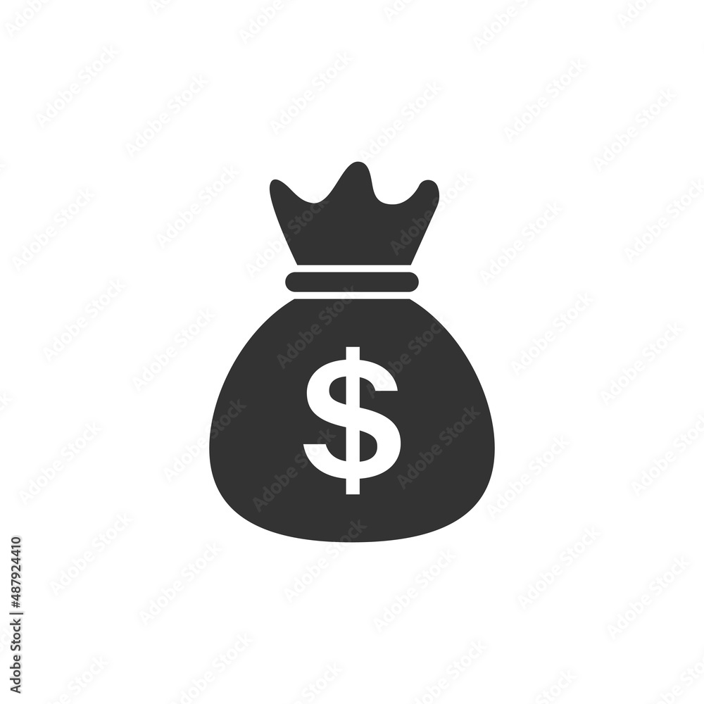 Money bag icon in flat style. Moneybag vector illustration on isolated background. Coin sack sign business concept. Money bag icon in flat style. Moneybag vector illustration on isolated background. Coin sack sign business concept.