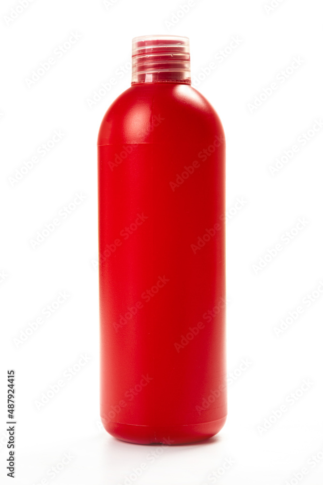 Red plastic bottle of cleaning agent for home cleaning, isolated on white background sanitizer cleanliness, Red plastic bottle of cleaning agent for home cleaning, isolated on white background sanitizer cleanliness,