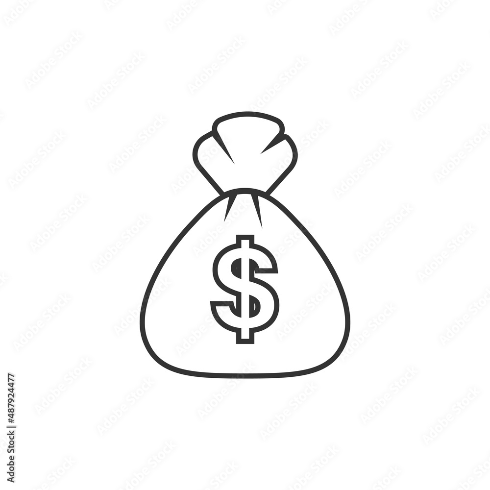 Money bag icon in flat style. Moneybag vector illustration on isolated background. Coin sack sign business concept. Money bag icon in flat style. Moneybag vector illustration on isolated background. Coin sack sign business concept.
