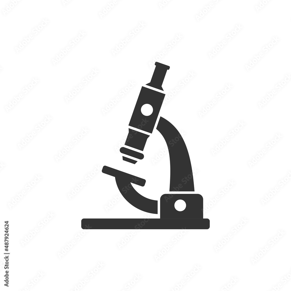 Microscope icon in flat style. Laboratory magnifier vector illustration on isolated background. Biology instrument sign business concept. Microscope icon in flat style. Laboratory magnifier vector illustration on isolated background. Biology instrument sign business concept.