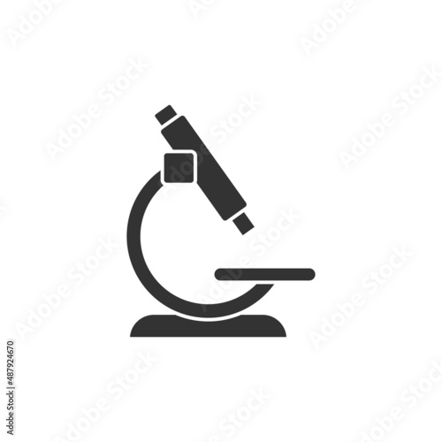 Microscope icon in flat style. Laboratory magnifier vector illustration on isolated background. Biology instrument sign business concept.