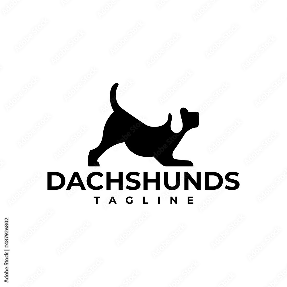 illustration vector graphic template of dachshunds silhouette logo