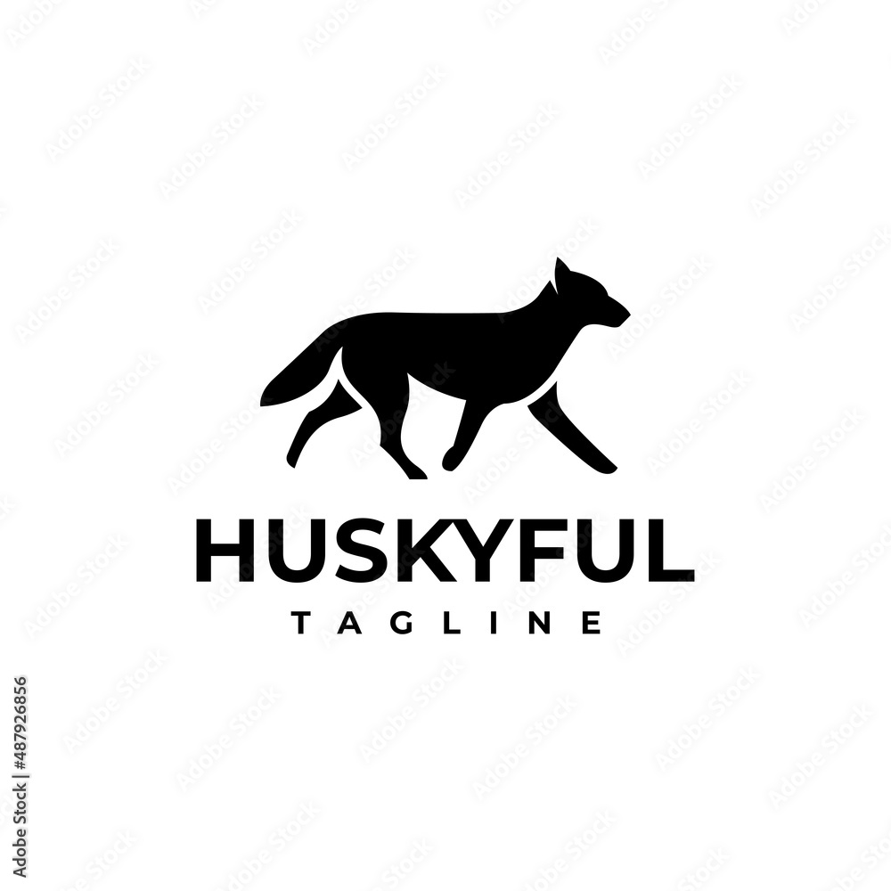 illustration vector graphic template of husky dog silhouette logo