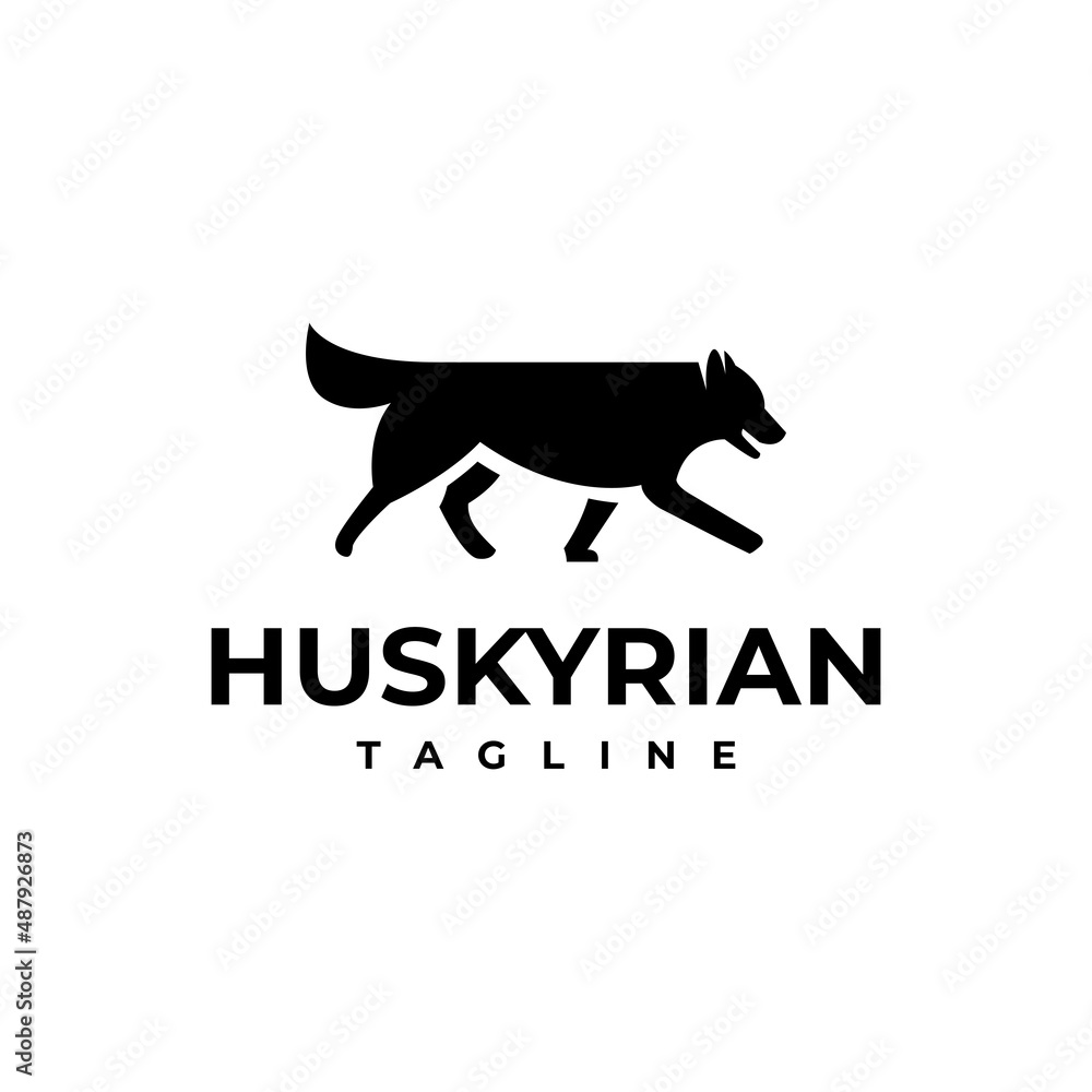 illustration vector graphic template of husky dog silhouette logo