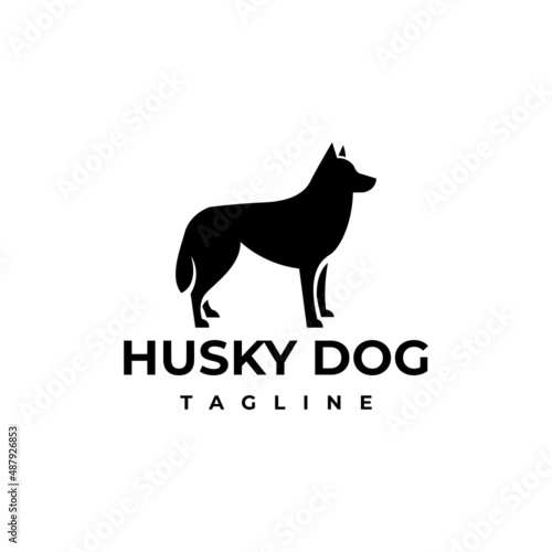 illustration vector graphic template of husky dog silhouette logo