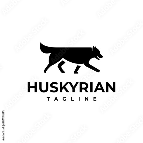 illustration vector graphic template of husky dog silhouette logo