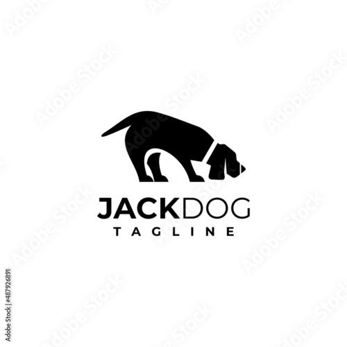 illustration vector graphic template of jack dog silhouette logo