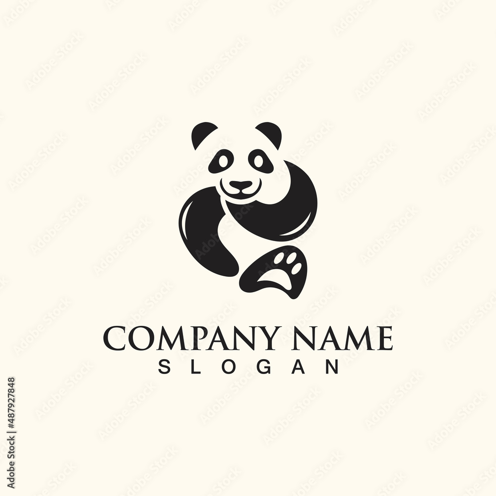 Fototapeta premium Panda cute bear logo animal mammals modern is funny vector icon