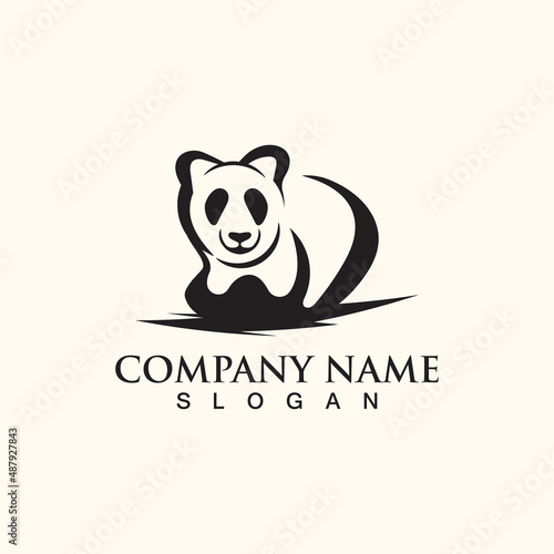 Panda cute bear logo animal mammals modern is funny vector icon