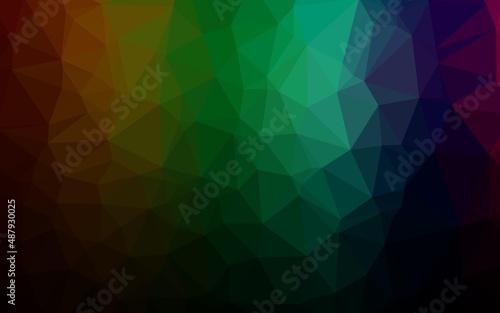 Dark Multicolor  Rainbow vector polygon abstract layout.