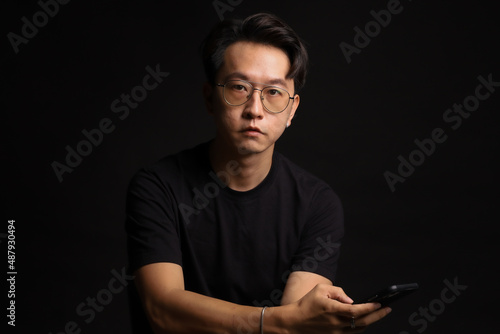 portrait of men with one light studio