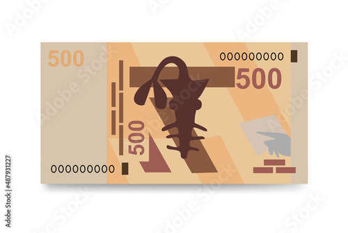 CFA Franc BCEAO Vector Illustration. West African Frank money set bundle banknotes. Paper money 500 Fr. Flat style. Isolated on white background. Simple minimal design.