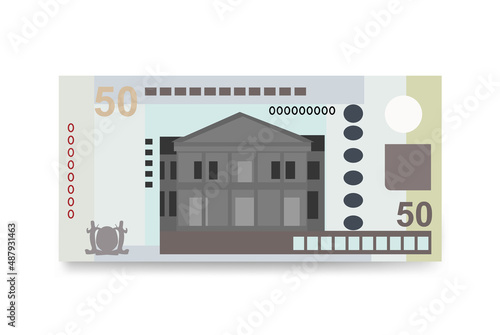 Surinam Dollar Vector Illustration. Suriname money set bundle banknotes. Paper money 50 SRD. Flat style. Isolated on white background. Simple minimal design.