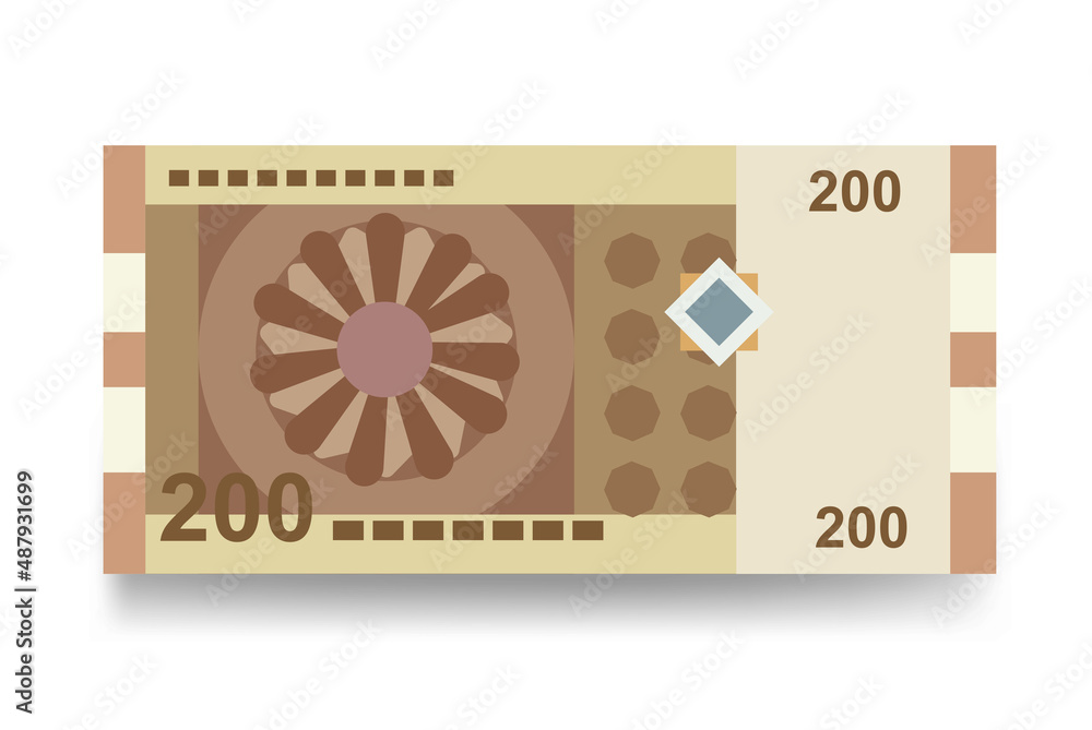 Syrian Pound Vector Illustration. Syria money set bundle banknotes. Paper money 200 SYP. Flat style. Isolated on white background. Simple minimal design. Syrian Pound Vector Illustration. Syria money set bundle banknotes. Paper money 200 SYP. Flat style. Isolated on white background. Simple minimal design.