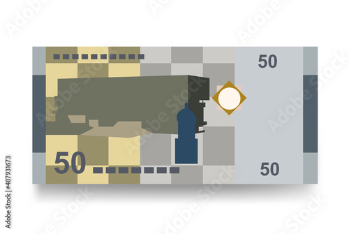 Syrian Pound Vector Illustration. Syria money set bundle banknotes. Paper money 50 SYP. Flat style. Isolated on white background. Simple minimal design.