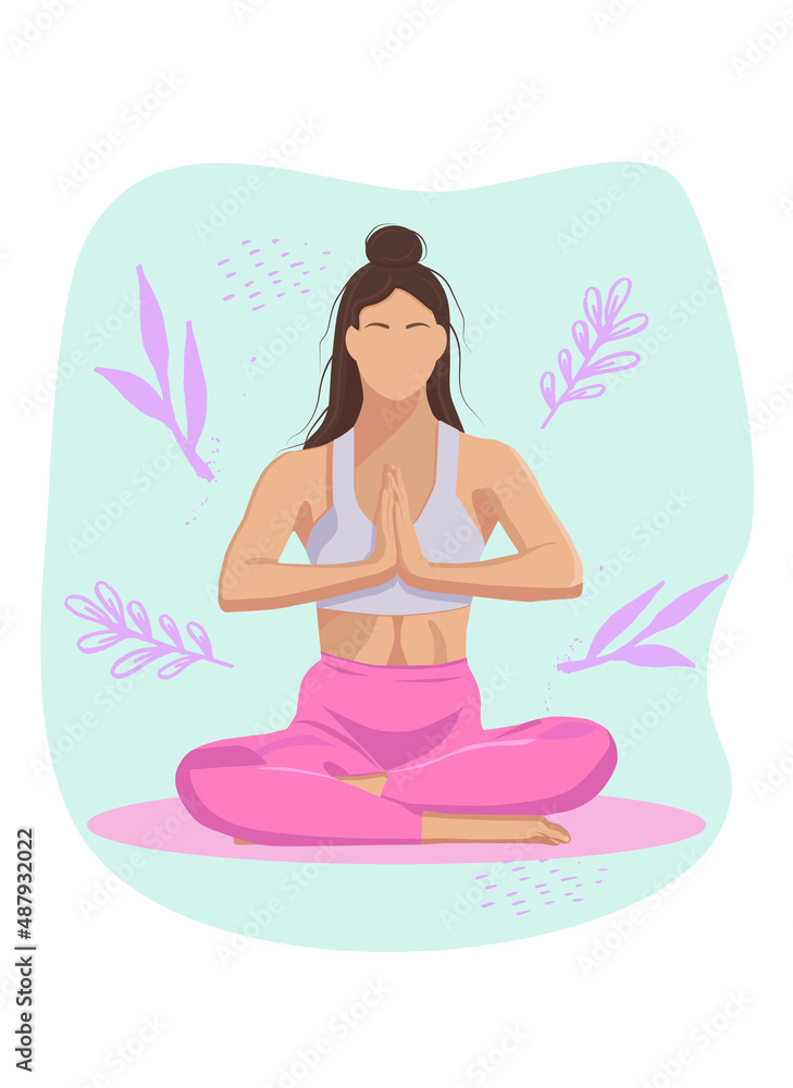the girl is sitting in the lotus position doing yoga