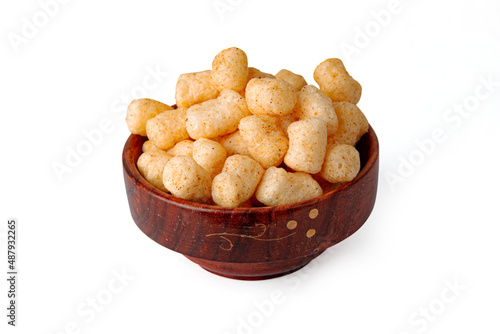 Corn Cheese balls bowl on white background