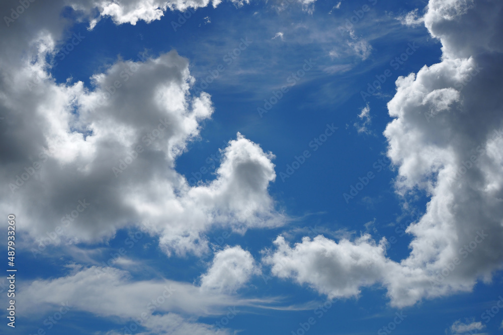 Obraz premium Blue sky with white cloud natural background