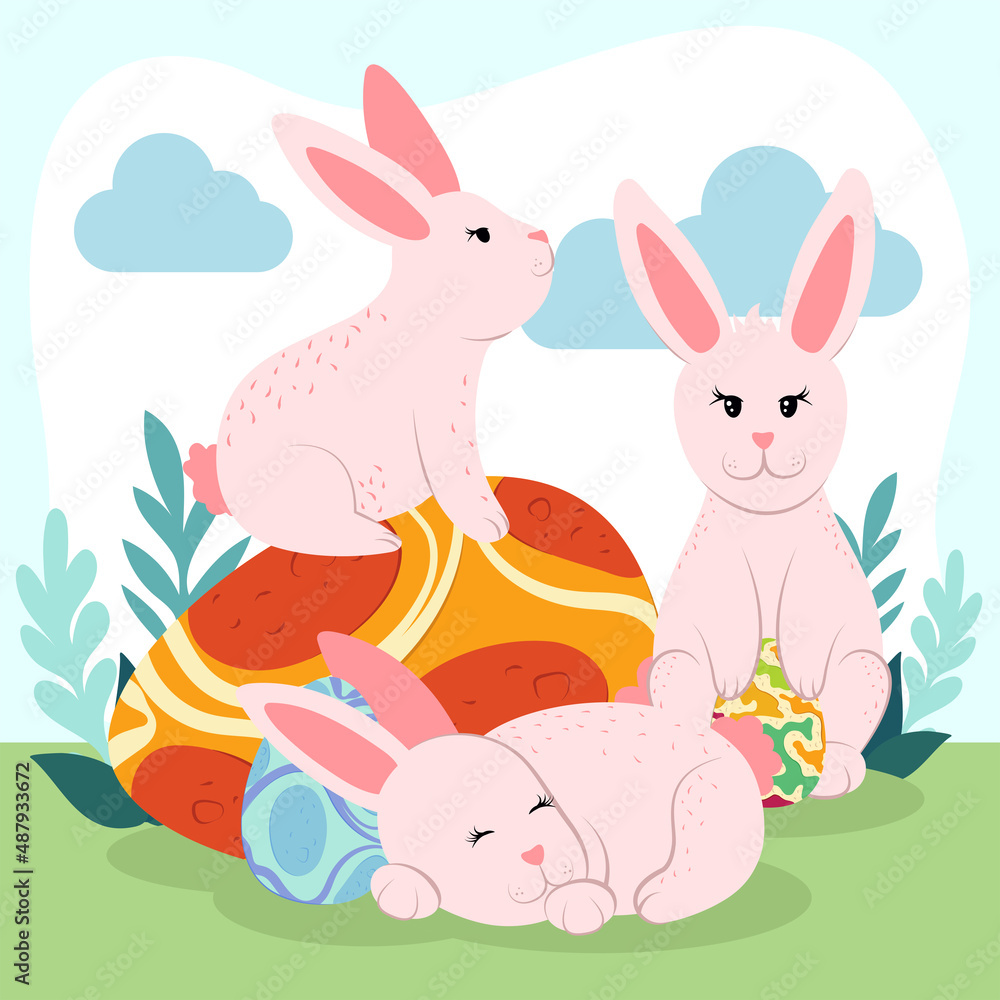 easter cartoon rabbits