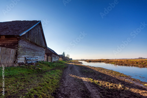 Wieś Jagłowo nad rzeką Biebrzą, Podlasie, Polska