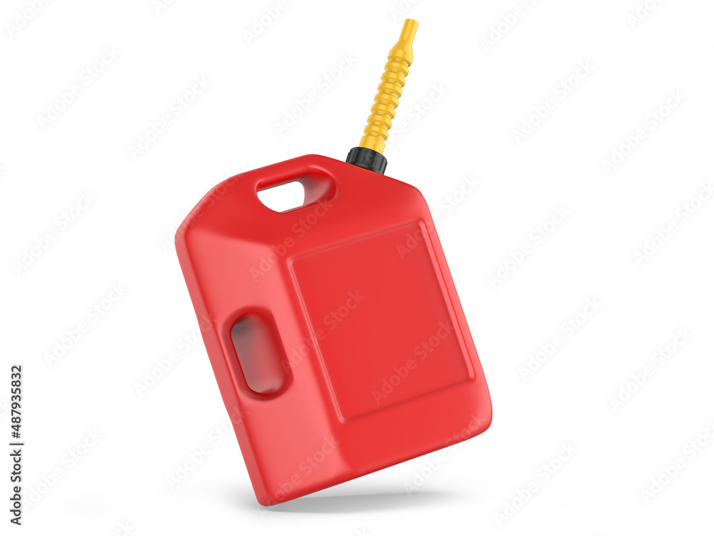 Fototapeta premium Blank gas fuel jerry can with vent nozzle mockup template, 3d render render.