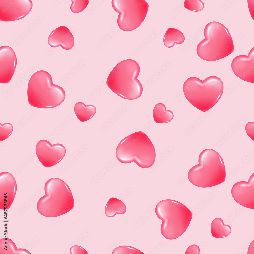 Love seamless pattern. Realistic pink hearts seamless pattern. Editable vector illustration for banner, poster, flyer, background, or wallpaper
