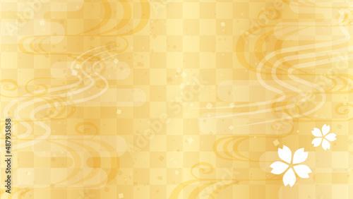 和風の背景イラスト（金・桜）
