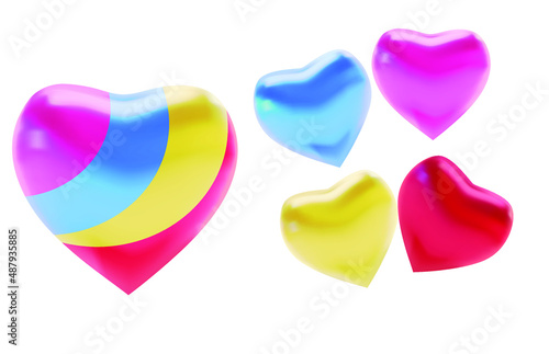bright colorful plastic hearts