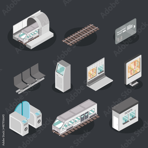 subway train icons collection