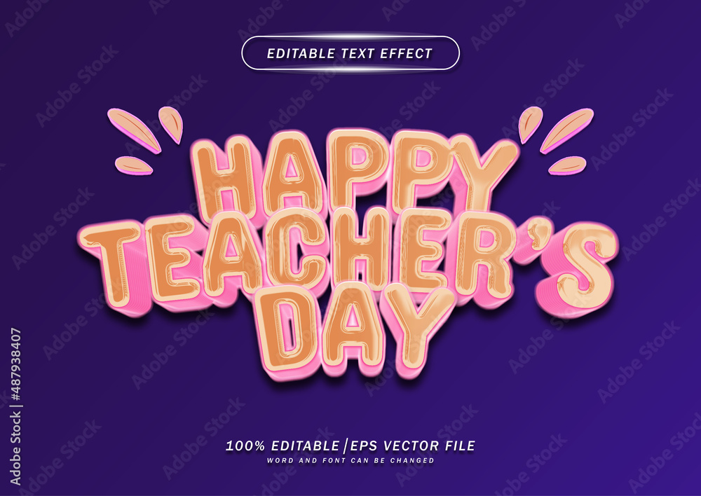 Happy teacher's day text editable effect. fun design