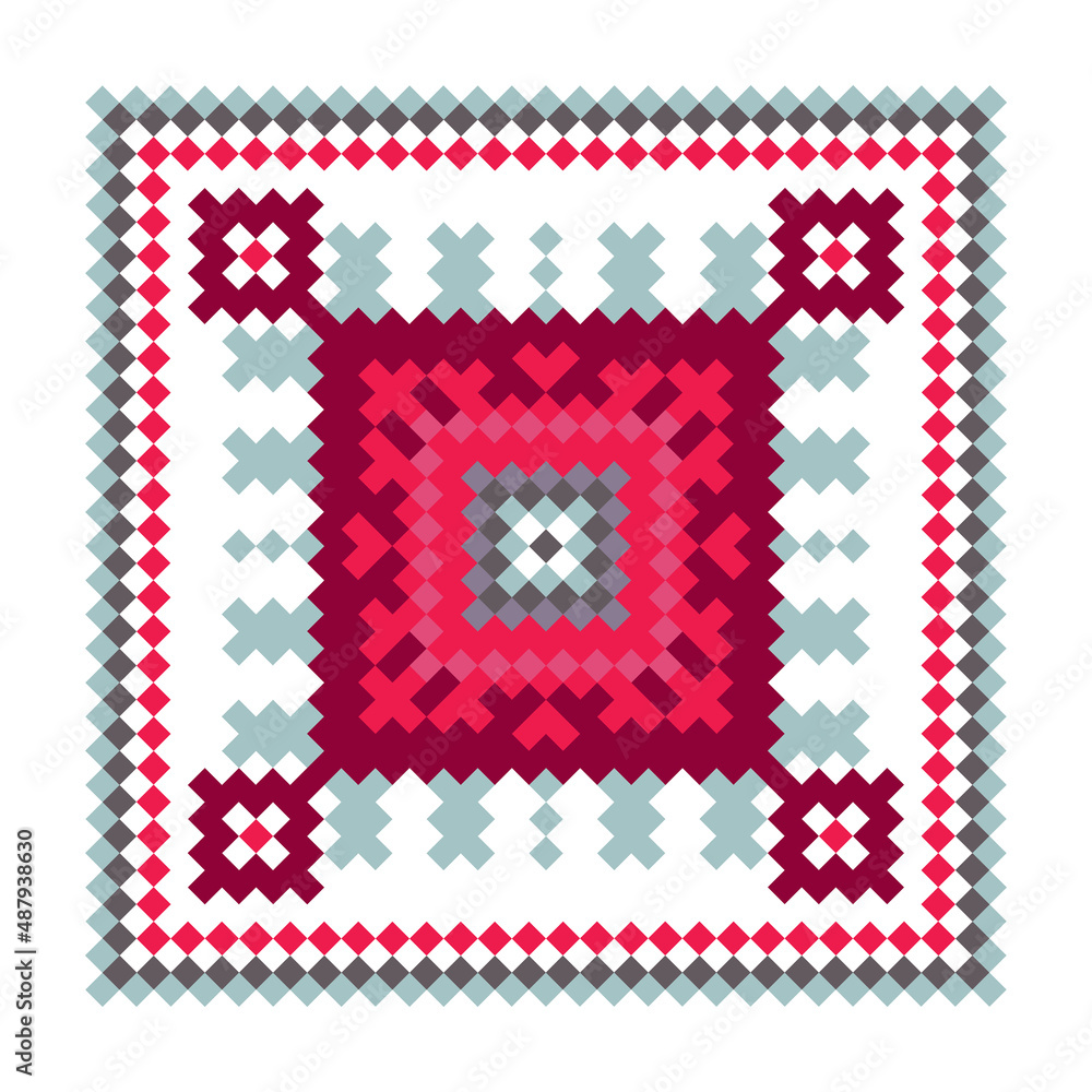 Obraz premium Traditional geometric pattern for Slavic embroidery.