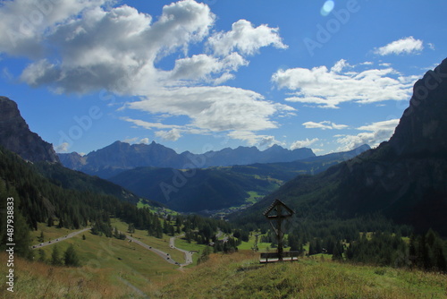 Dolomite view in valley sunny with clouds © Juraj