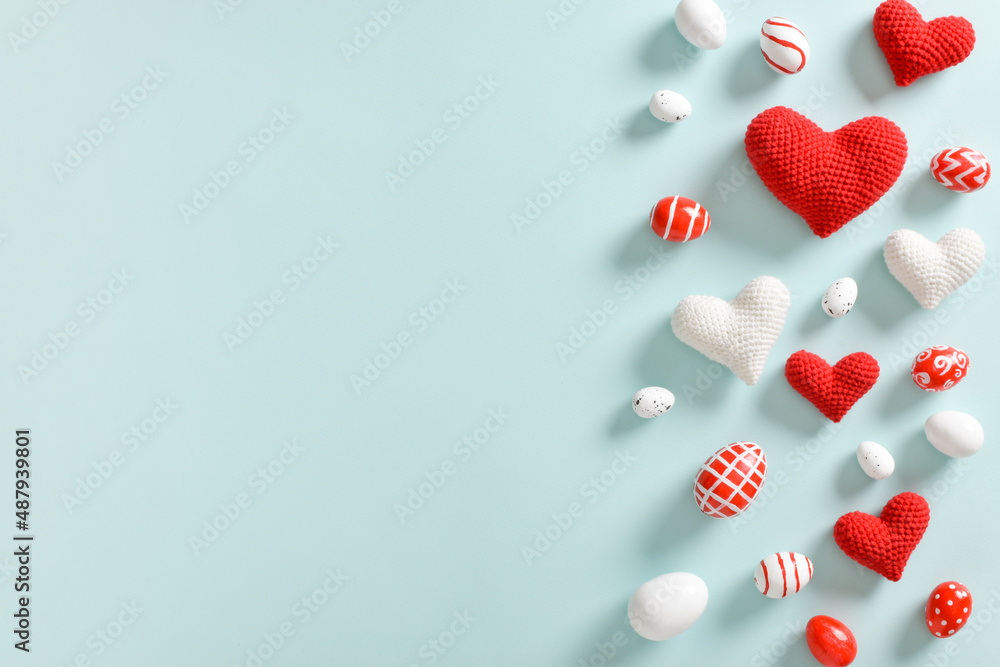 Background with Easter eggs in red and white. Background with Easter eggs in red and white.