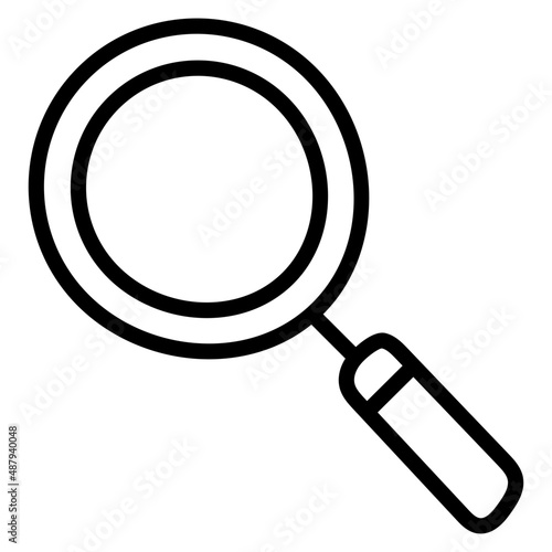 An outline design icon of magnifying glass