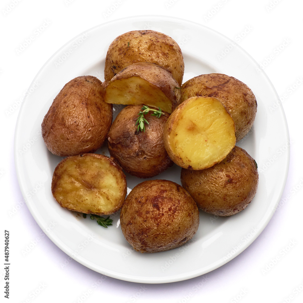 Plate of Baked potato isolated on white background Plate of Baked potato isolated on white background