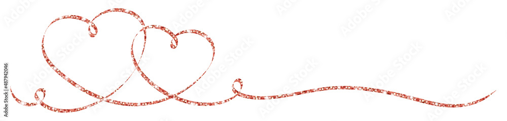 Zwei Verbundene Herzen Kalligraphie Glitzer Kupfer Zwei Verbundene Herzen Kalligraphie Glitzer Kupfer