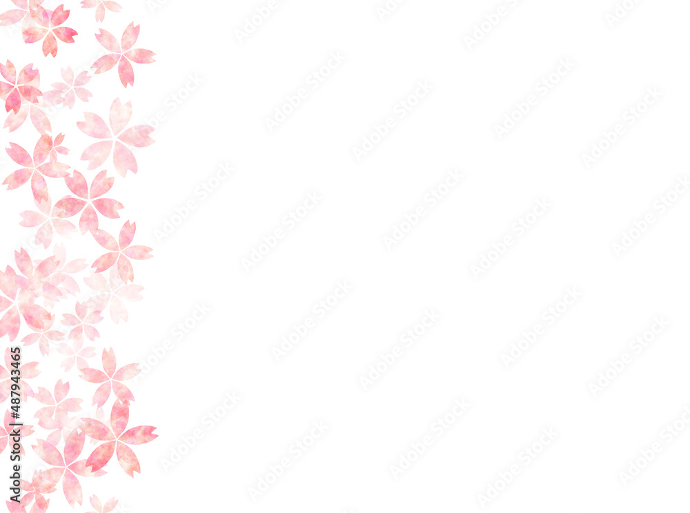 桜の花の水彩フレーム（縦シームレス）